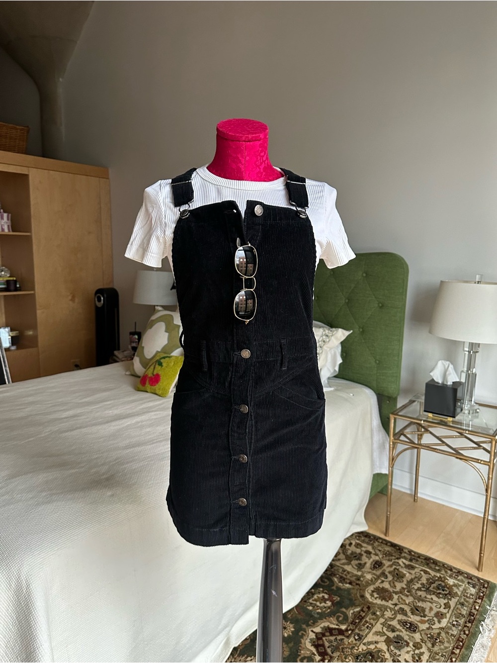 Black Corduroy Button-Front Jumper